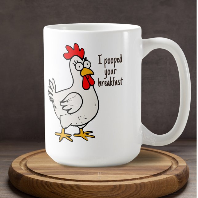 Caneca De Café Idiot Chicken Funny Sarcastic Brefast Phrase (Criador carregado)