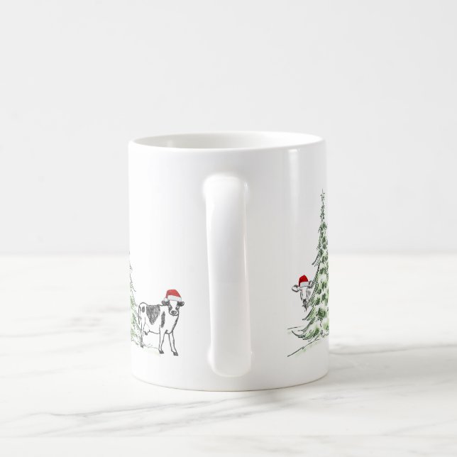Caneca De Café Idosos - Vaca de Natal Feliz (Alça)