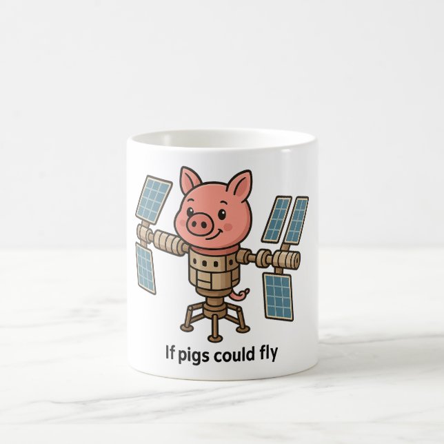 Caneca De Café If pigs could fly - Piggie space station (Centro)