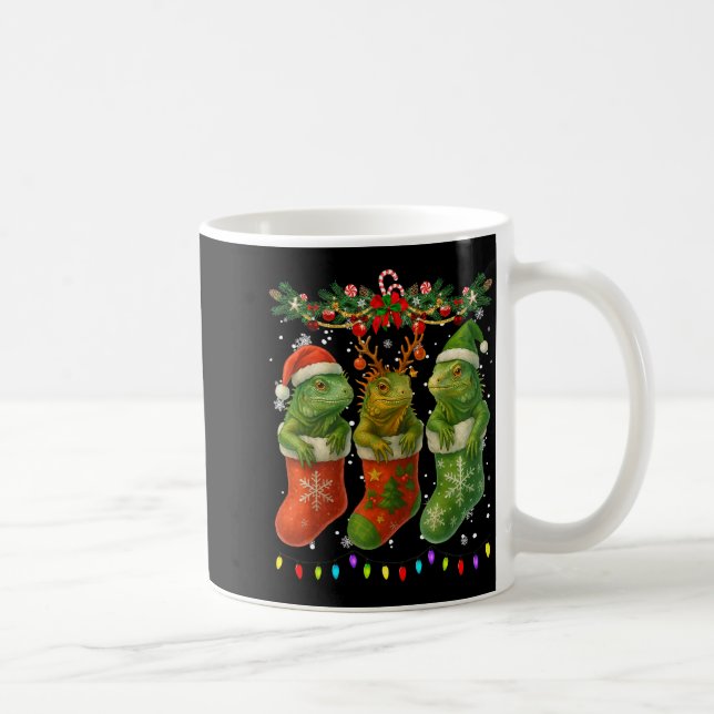 Caneca De Café Iguanas In Christmas Socks Lights Iguanas Xmas  (Direita)