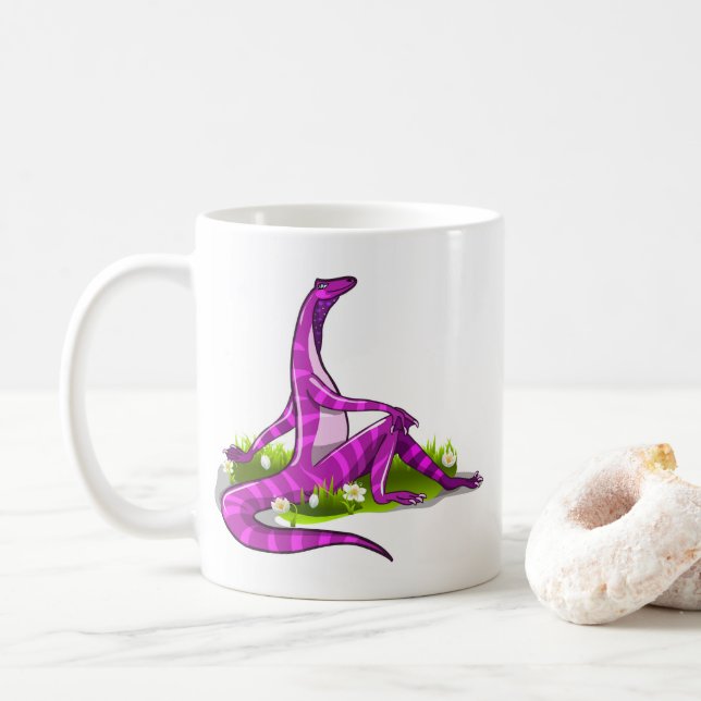 Caneca De Café Iguanodon Mostrando Sua Beleza Natural. (Com Donut)