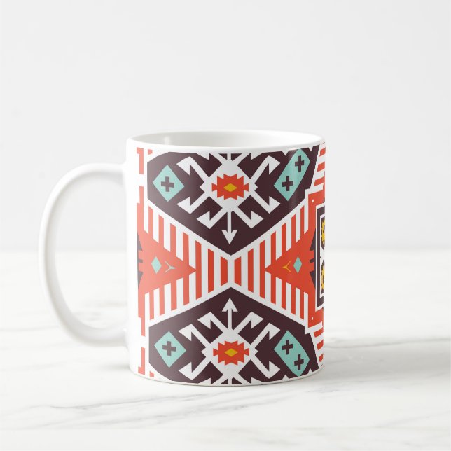 Caneca De Café Ikat Aztec: Textura em striping étnico (Esquerda)