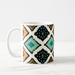 Caneca De Café Ikat geométrico, textura tribal folclórica.
