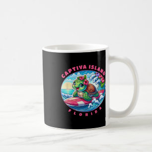 Caneca De Café Ilha Captiva Flórida Garota Surfista Fofa Tartarug