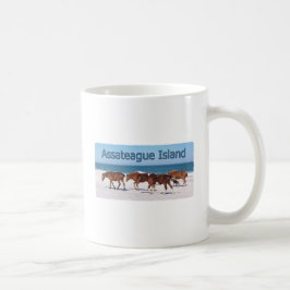 Caneca De Café Ilha de Assateague (pôneis no logotipo da praia)