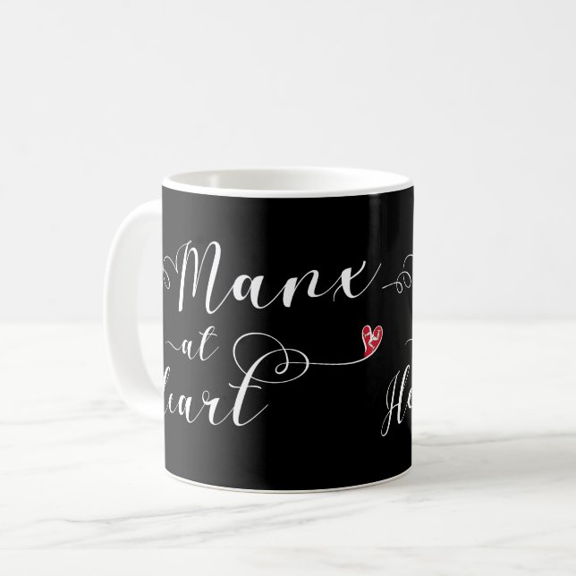 Caneca De Café Ilha de Man Manx em Heart Mug (Frente Esquerda)