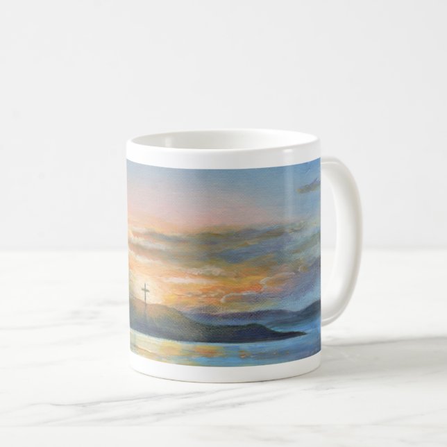 Caneca De Café Ilha de São Cuthbert, Ilha Sagrada, Fé Cristã (Frente Esquerda)