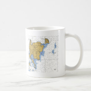 Caneca De Café Ilha de Washington, carta náutica dos WI