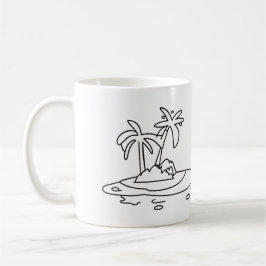 Caneca De Café Ilha do Paraíso vidro, desenho de linha