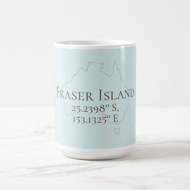 Caneca De Café Ilha Fraser Austrália Latitude & Longitude (Centro)
