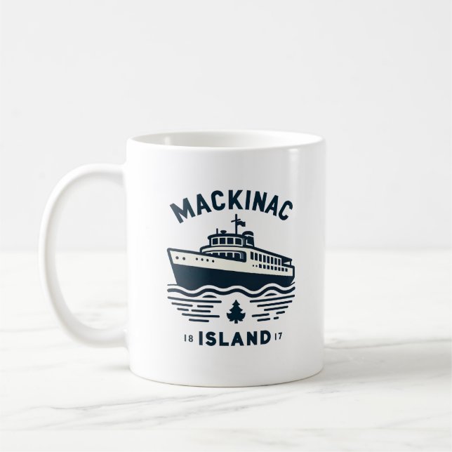 Caneca De Café Ilha Mackinac 1817 Vacation Michigan (Esquerda)