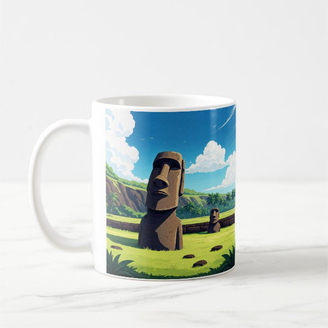 Caneca De Café Ilha páscoa Chile Moai Viagem (Esquerda)