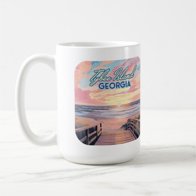 Caneca De Café Ilha Tybee Georgia Sunrise Beach Savannah (Esquerda)