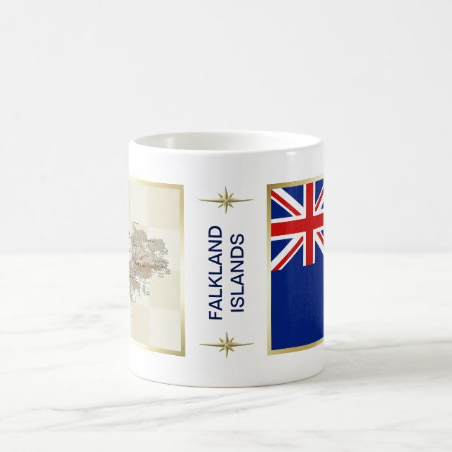 Caneca De Café Ilhas Falkland Flag + Map Mug (Centro)