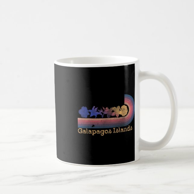 Caneca De Café Ilhas Galápagos Flores Tropicais Retro Estilo 80 (Direita)