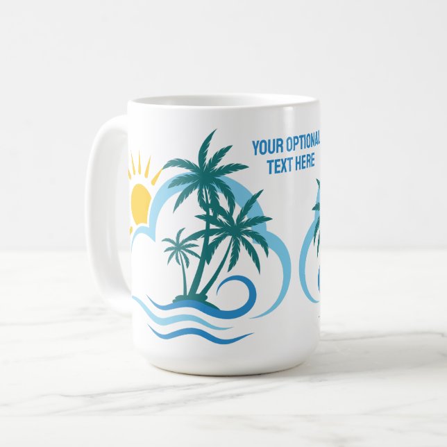 Caneca De Café Ilhas Tropicais de Nome Personalizado (Frente Esquerda)