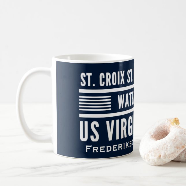 Caneca De Café Ilhas Virgens dos EUA USVI Personalização Tropical (Com Donut)