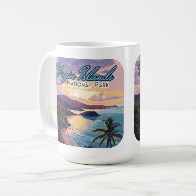 Caneca De Café Ilhas Virgens National Park Beach Rua John (Frente Esquerda)