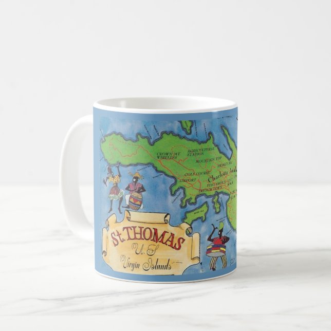 Caneca De Café Ilhas Virgens São Tomás (Frente Esquerda)