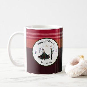 Caneca De Café Ilhas Virgens USVI Madras Xadrez St. Croix VI