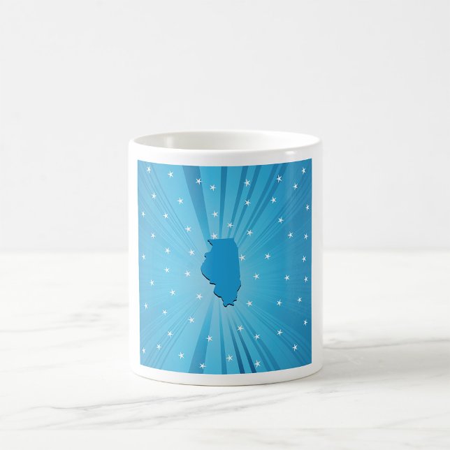 Caneca De Café Ilinois Silhueta Estrela Azul Explosão (Criador carregado)