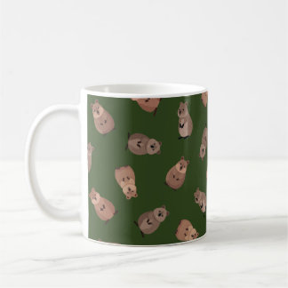 Caneca De Café Illustrated Quokkas on Dark Green