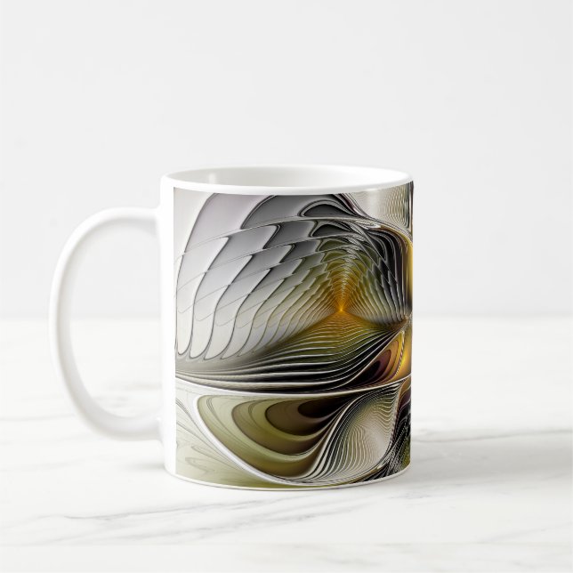 Caneca De Café Ilusão Óptica Abstrata Fractal 3D Com Profundidade (Esquerda)