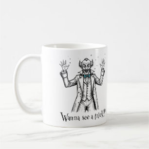 Caneca De Café Ilusionista Vintage Wild Eyed "Quer ver um truque?