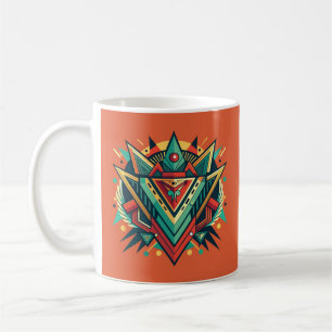Caneca De Café Ilustração Abstrata com Formas Geométricas Tribais