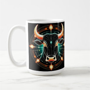 Caneca De Café Ilustração Abstrata de Touro Glowing