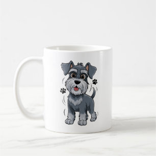 Caneca De Café Ilustração Adorável de Cachorrinho Schnauzer Com O