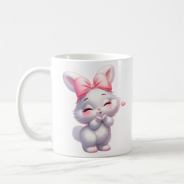 Caneca De Café Ilustração Adorável de Coelhozinho Bebê (Esquerda)
