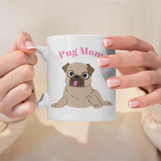 Caneca De Café Ilustração Adorável de Pug Foto Personalizada "Pug (Criador carregado)