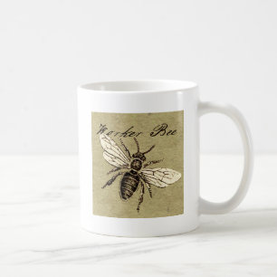 Caneca De Café Ilustração Antiga de Abelha Operária em Estilo Ant