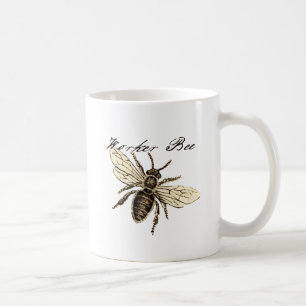 Caneca De Café Ilustração Antiga de Abelha Operária em Estilo Ant