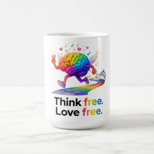 Caneca De Café Ilustração Arco-íris Saúde Mental Liberdade Cérebr