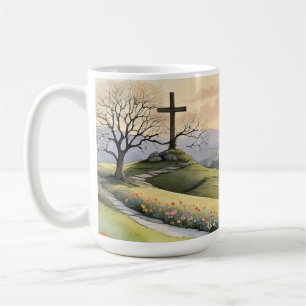 Caneca De Café Ilustração artística do nascer do sol da Páscoa