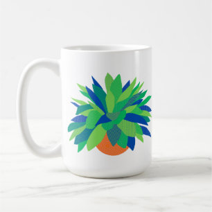 Caneca De Café Ilustração Artística Moderna de Suculentas Geométr