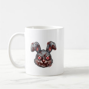 Caneca De Café Ilustração Assustadora de Coelho Zumbi Sangrento d