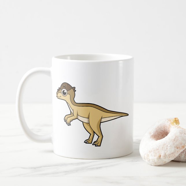 Caneca De Café Ilustração Bela De Um Dinossauro Paquicefalossauro (Com Donut)