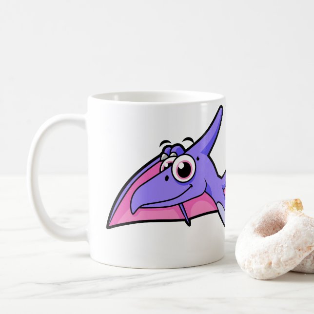 Caneca De Café Ilustração Bela De Um Pterodactilo Voador. (Com Donut)