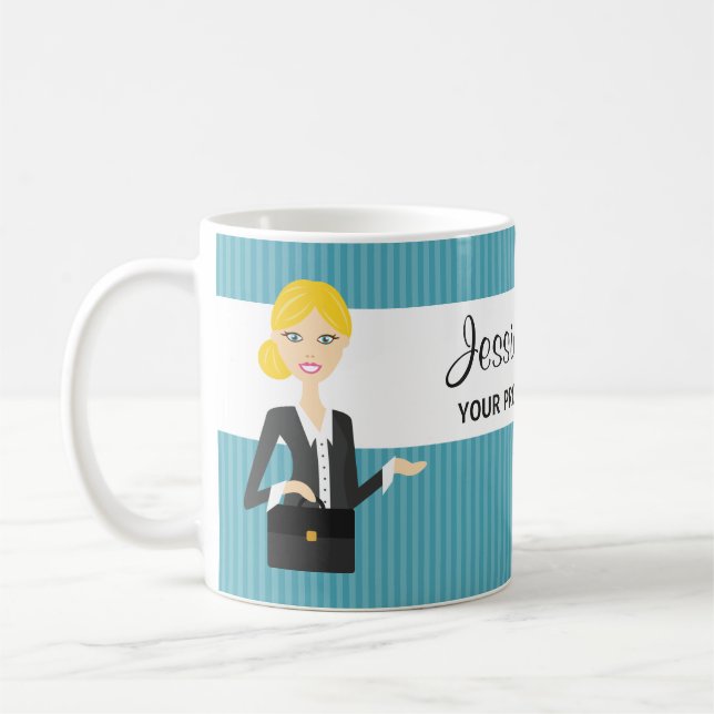 Caneca De Café Ilustração Blonde de Business Woman (Esquerda)