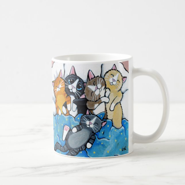 Caneca De Café Ilustração bonito do Sleepover do gatinho (Direita)