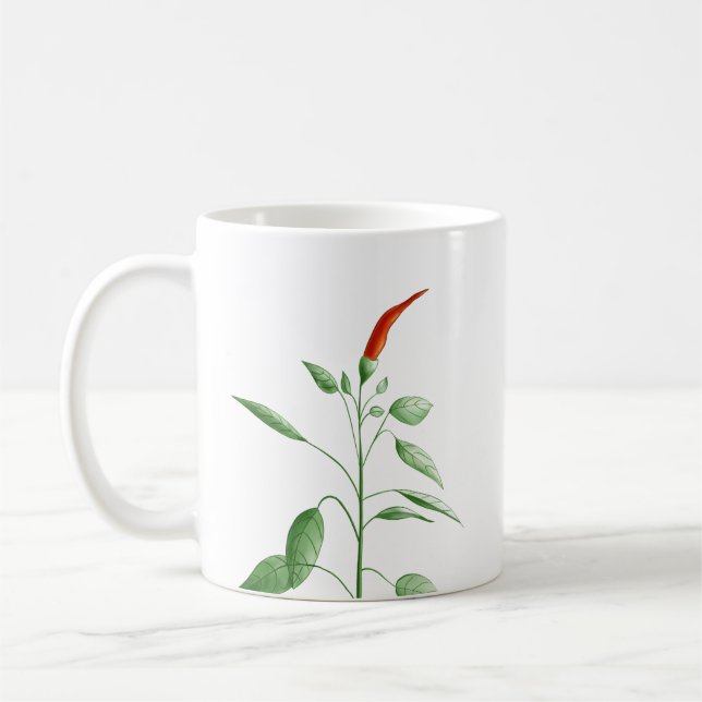 Caneca De Café Ilustração botânica da planta da pimenta da (Esquerda)