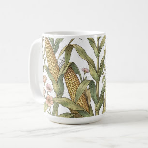Caneca De Café Ilustração Botânica de Colmo de Milho Vintage
