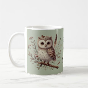 Caneca De Café Ilustração Botânica de Coruja da Floresta Capricho