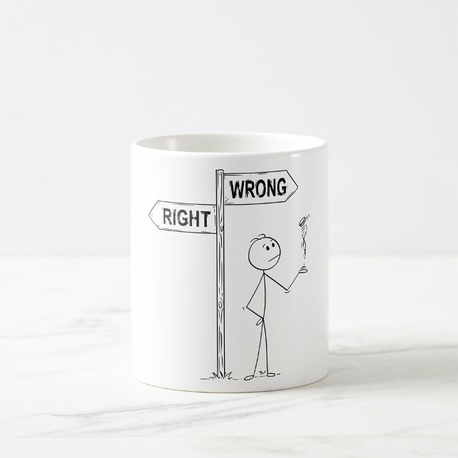 Caneca de Café Ilustração Certo Errado (Criador carregado)