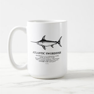 Caneca De Café Ilustração Científica do Peixe-Espada do Atlântico