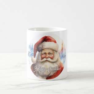 Caneca De Café Ilustração Clássica do Papai Noel da Tradição Scri