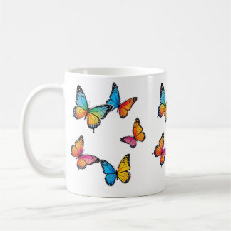 Caneca De Café Ilustração Colorida da Borboleta